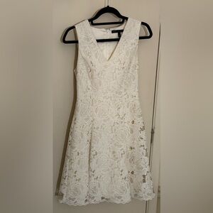 Elegant Lace V-Neck Dress - Cream